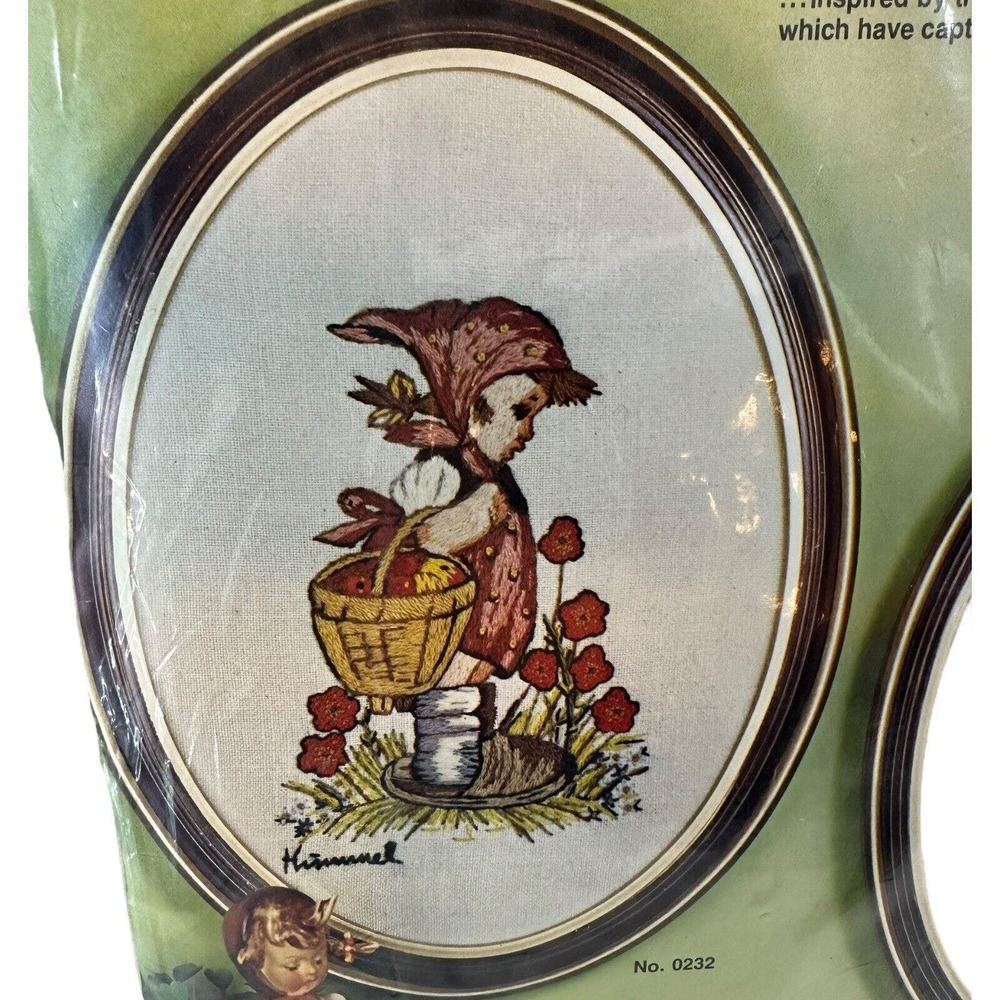 1975 Paragon Needlecraft Crewel #0232 Hummel Peasant Girl 9" x 12" Vintage NOS